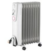 (R6C) Heating. 5 Items. 1x Stylec 9 Fin Oil Radiator Heater 2000W, 1x Stylc Black Glass Panel Hea