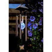 (R5H) Garden. 2x Cole & Bright Solar Power Butterfly Wind Chime Light
