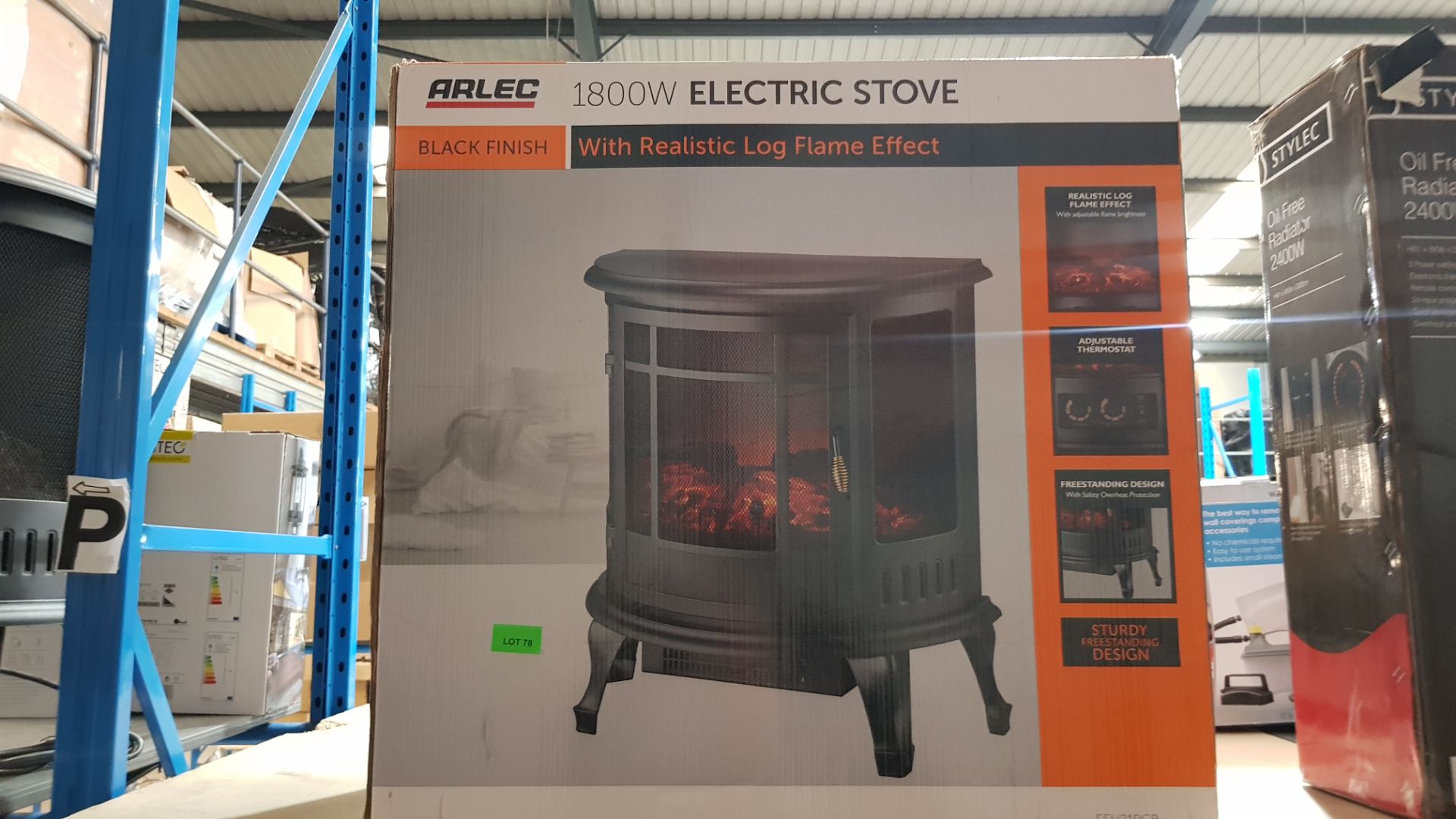 (R7O) 1x Arlec 1800W Electric Stove Heater With Realistic Flame Effect Black Finish - Image 2 of 2