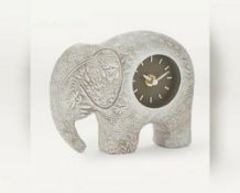 (R5H) Household. To Inc Elephant Clock, Decorative White Tree, Natural Wood Frame, Glass Drinks Dis