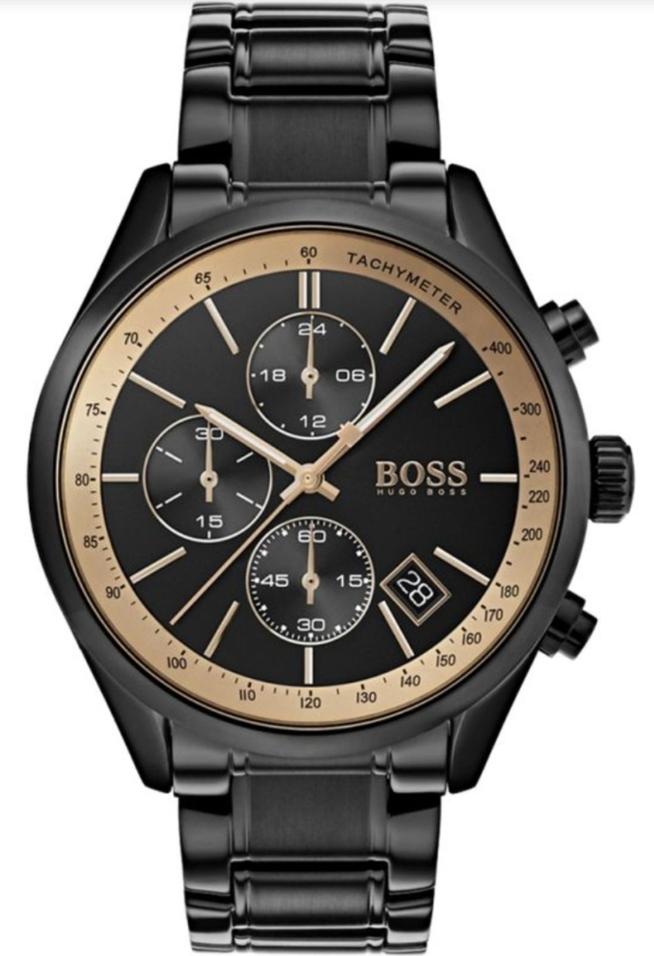 Hugo Boss 1513578 Men's Grand Prix Black Stainless Steel Bracelet Chronograph Watch  Model: HB
