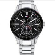 Tommy Hilfiger 1791639 Men's Black And Silver Stainless Steel Bracelet Watch  This Tommy Hilfiger