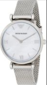 Emporio Armani AR1955 Ladies Silver Mesh Band Quartz Designer Watch     Emporio Armani Is The