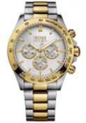 Hugo Boss 1512960 Men's Ikon Two Tone Gold & Silver Bracelet Chronograph Watch  Model: HB 1512960.