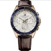 Men's Tommy Hilfiger Brown Leather Strap Chronograph Watch 1791118  Tommy Hilfiger Luke 1791118 Is A