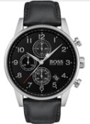 Hugo Boss 1513678 Men's Navigator Black Leather Strap Chronograph Watch  Model: HB 1513678.Case: