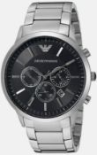 Emporio Armani AR2460 Men's Black Face Stainless Steel Bracelet Chronograph Watch     Emporio Armani