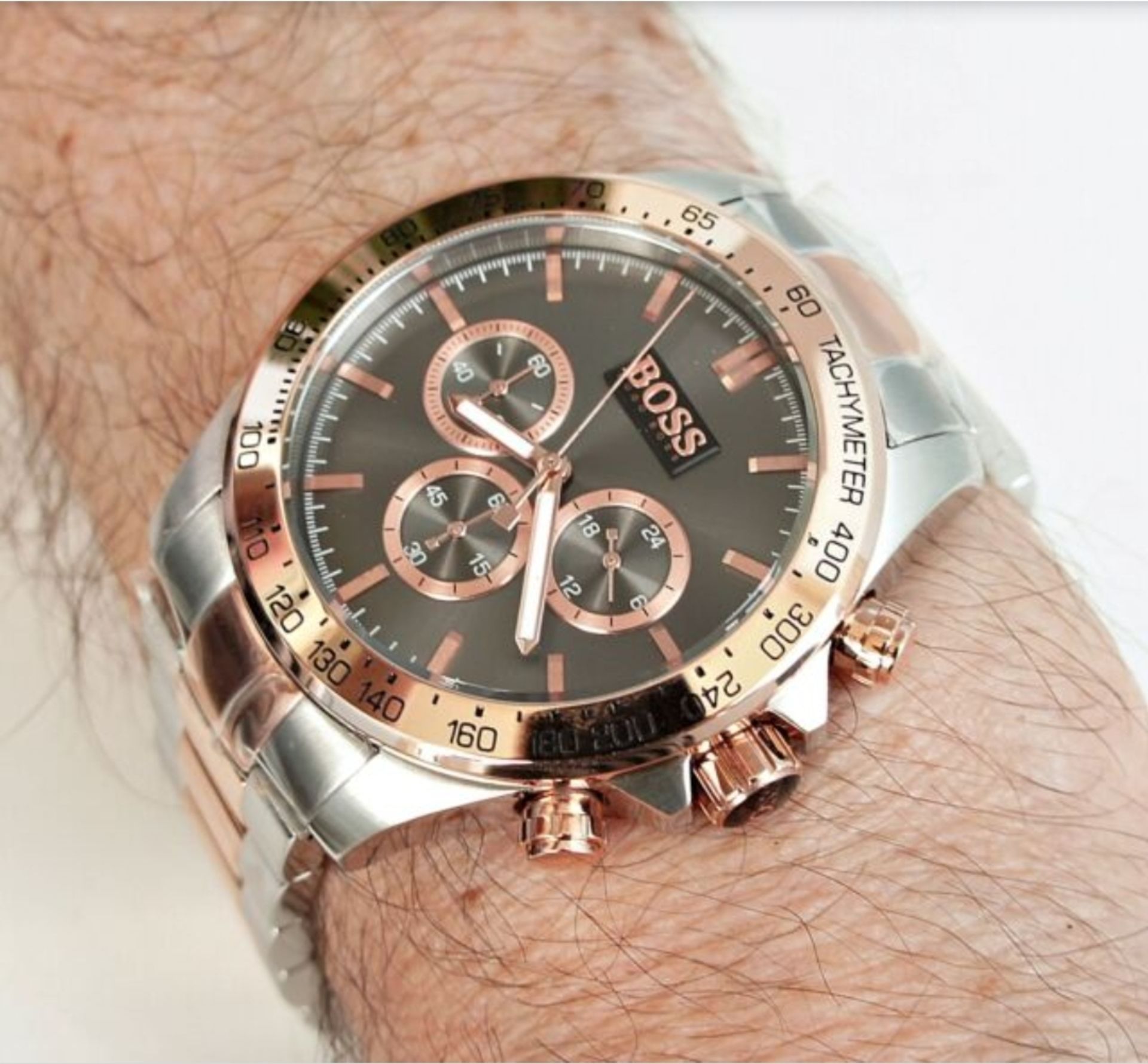 Hugo Boss 1513339 Men's Ikon Two Tone Rose Gold & Silver Chronograph Watch - Image 5 of 7