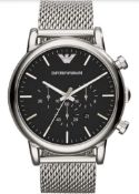 Emporio Armani AR1808 Men's Luigi Silver Mesh Band Chronograph Watch  Model: AR1808.Case: