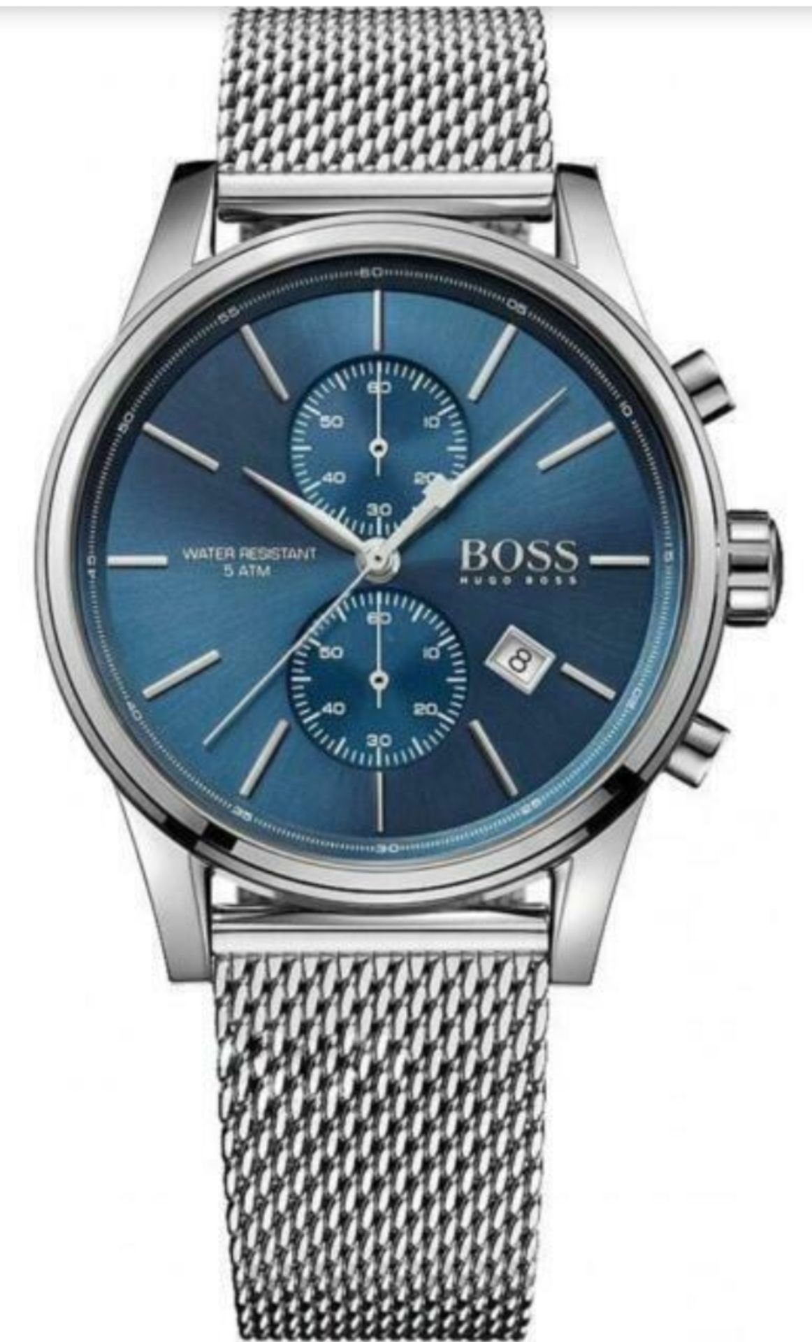 Hugo Boss 1513441 Men's Jet Blue Dial Silver Mesh Band Chronograph Watch  Model: 1513441.Case: