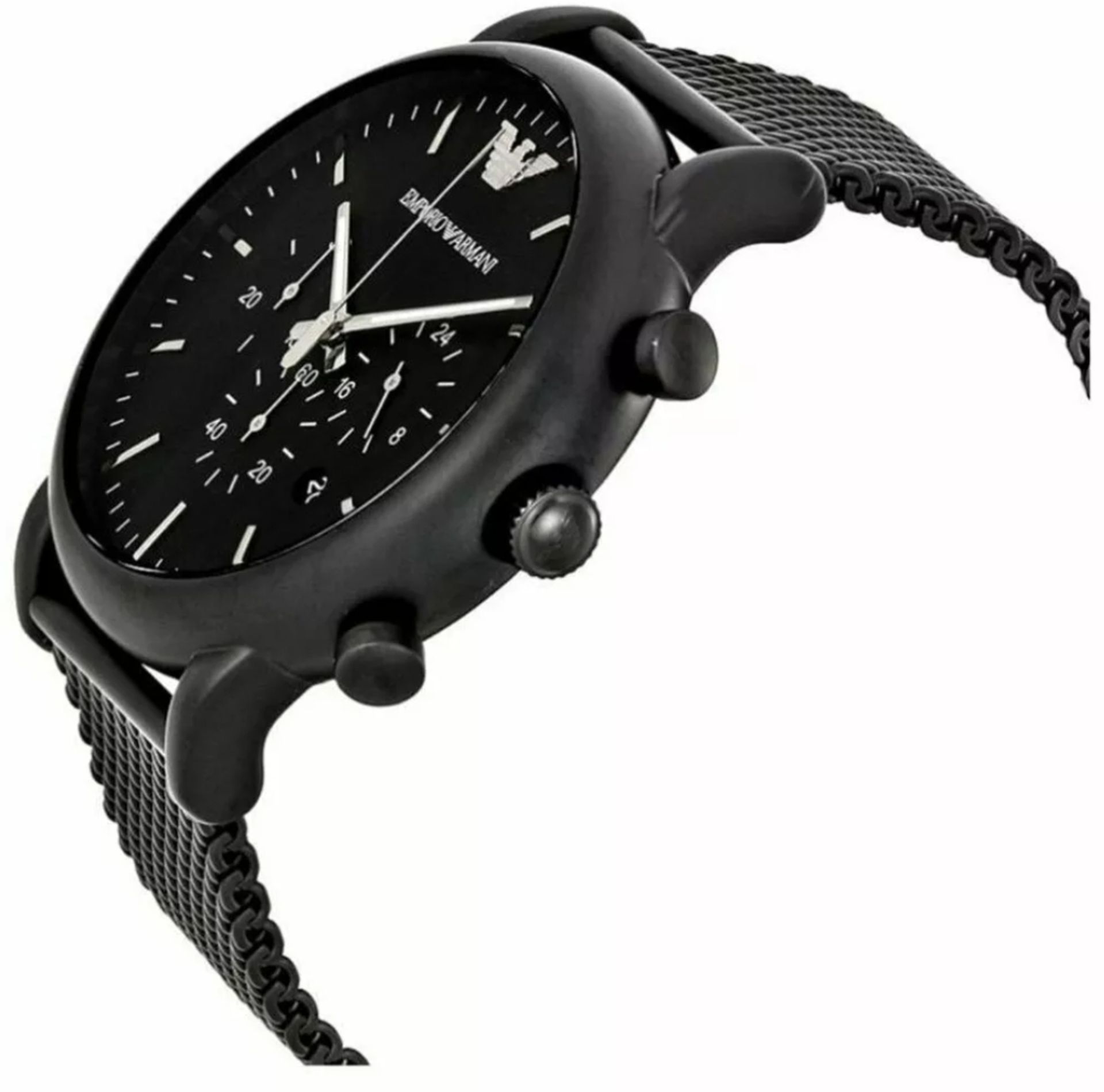 Emporio Armani AR1968 Men's Black Mesh Band Quartz Chronograph Watch     Emporio Armani Is The - Image 2 of 8