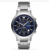 Emporio Armani AR11164 Men's Blue Dial Silver Bracelet Chronograph Watch     Emporio Armani Is The