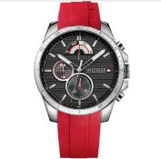Tommy Hilfiger Men's Red Silicone Strap Decker Watch 1791351  Stainless Steel Case On Red Silicone
