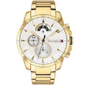 Men's White & Gold Chronograph Tommy Hilfiger Designer Watch 1791538  This Elegant And Rich