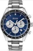 Hugo Boss 1513630 Men's Trophy Blue Dial Silver Bracelet Chronograph Watch  Model: HB 1513630.