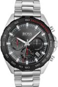 Hugo Boss 1513680 Men's Intensity Black Face Silver Bracelet Quartz Chronograph Watch