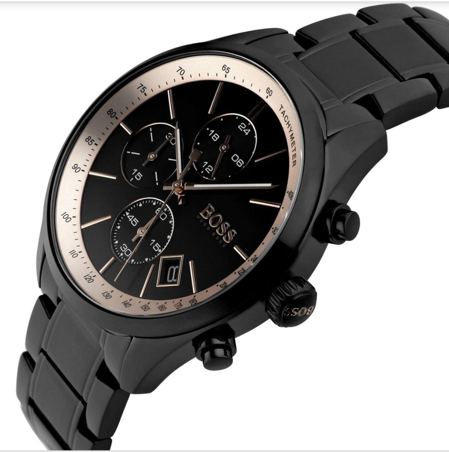 Hugo Boss 1513578 Men's Grand Prix Black Stainless Steel Bracelet Chronograph Watch  Model: HB - Image 6 of 6
