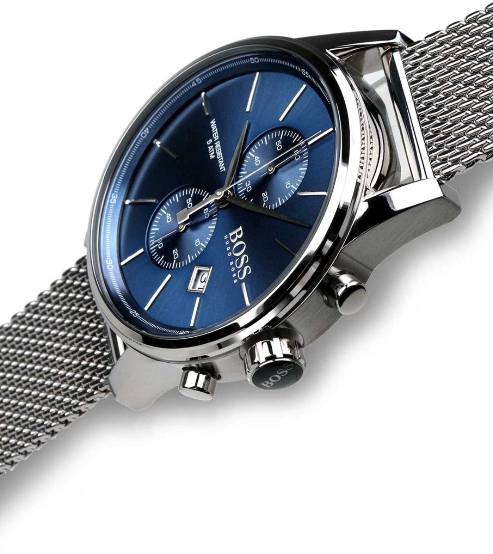 Hugo Boss 1513441 Men's Jet Blue Dial Silver Mesh Band Chronograph Watch  Model: 1513441.Case: - Image 2 of 5
