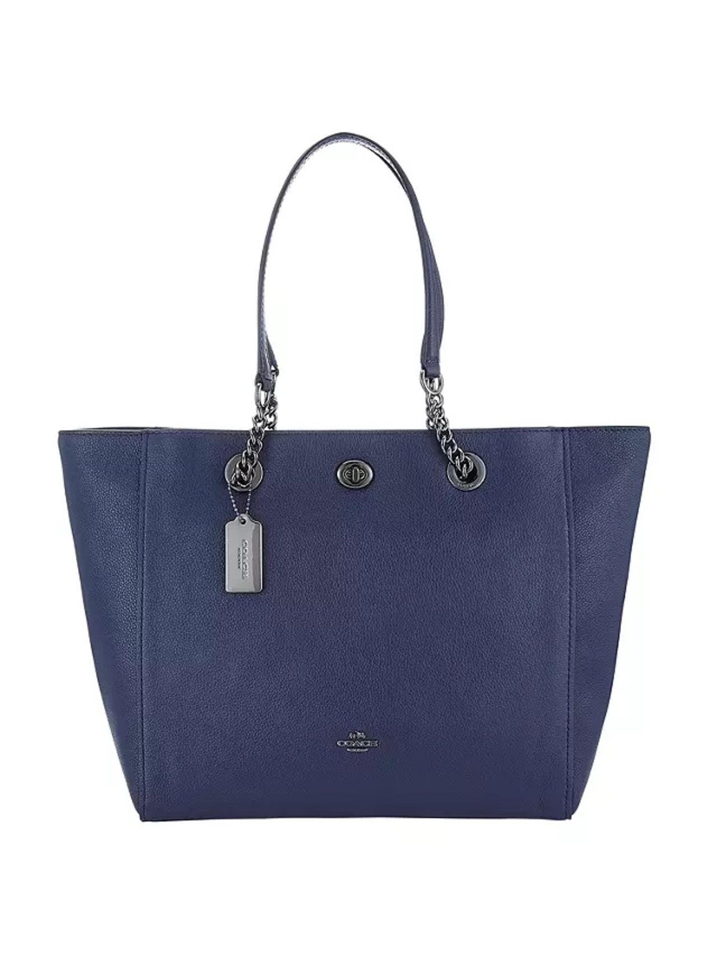 Coach Turnlock Chain Crossgrain Leather Tote Bag