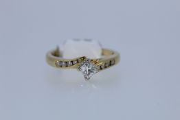 18k Yellow Gold Princess Cut Diamond Ring