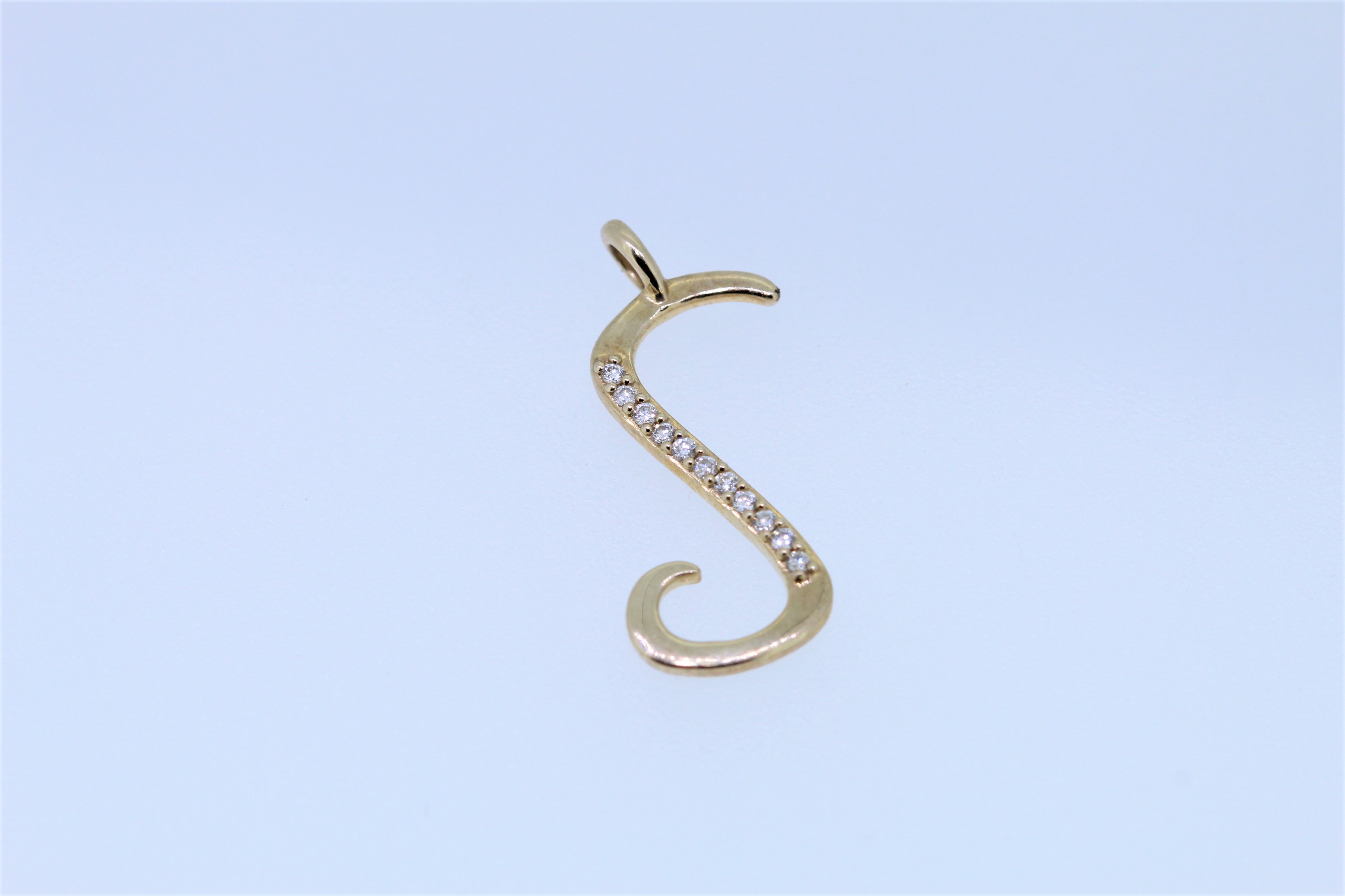 9k Yellow Gold Diamond Set S Initial Pendant