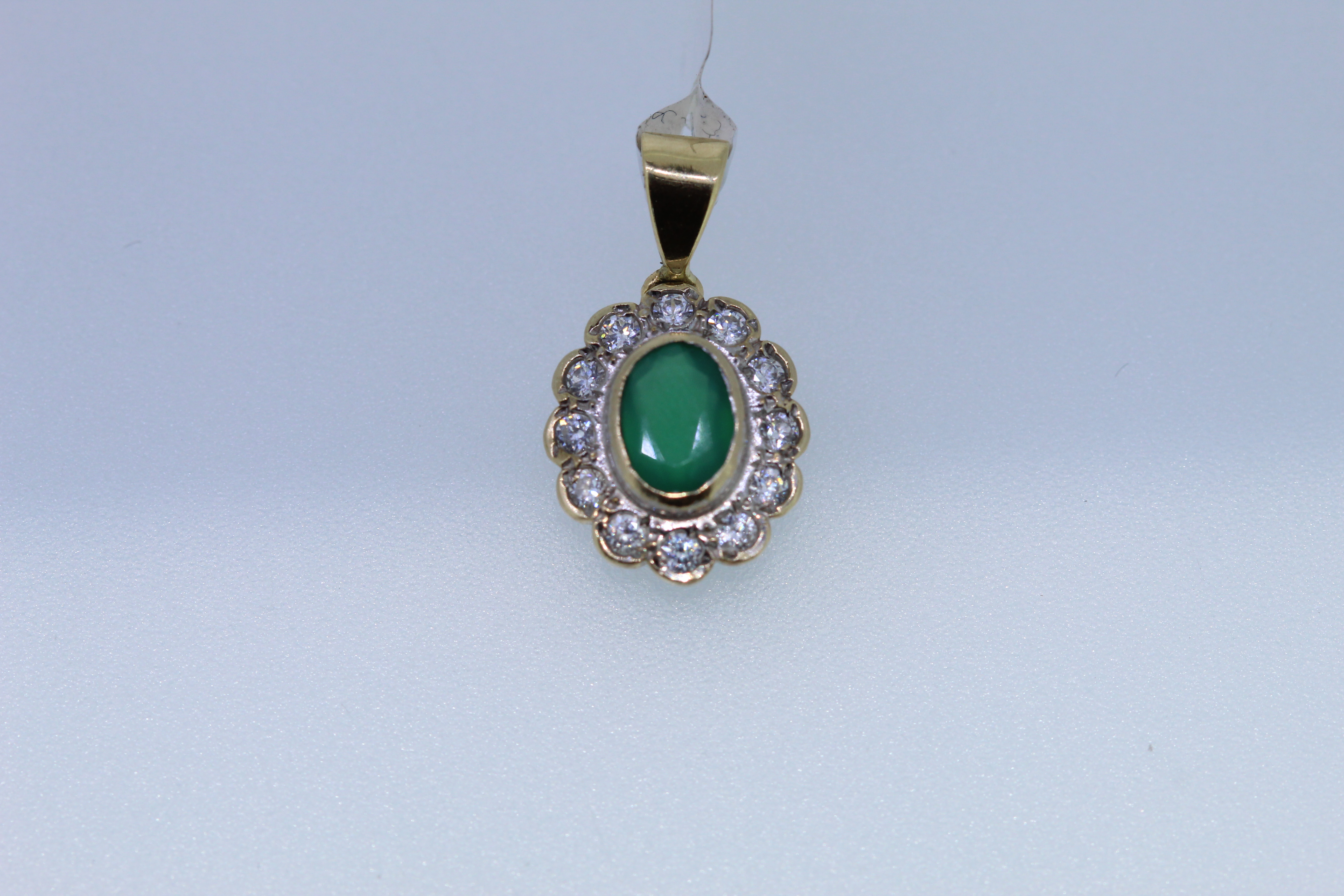 Yellow Gold Emerald And Diamond Pedant