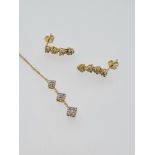 10ct yellow gold earrings and pendant set