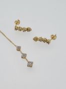 10ct yellow gold earrings and pendant set