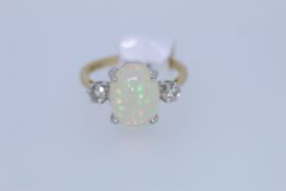 18ct Yellow Gold Opal And Diamond Ring