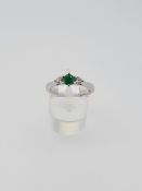9ct white gold emerald and diamond ring