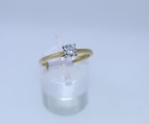 18k Yellow Gold Diamond Solitaire Ring