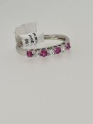 18ct white gold pink sapphire and diamond band