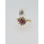 14ct yellow gold ruby and diamond ring