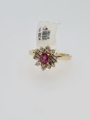 14ct yellow gold ruby and diamond ring