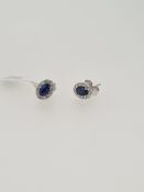 18ct white gold sapphire and diamond stud earrings