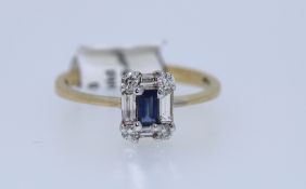 18k Yellow Gold Sapphire And Diamond Ring