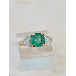 14ct yellow gold emerald and diamond ring