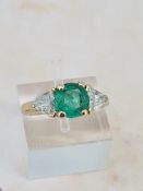 14ct yellow gold emerald and diamond ring