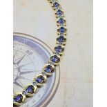 14ct yellow gold tanzanite and diamond bracelet