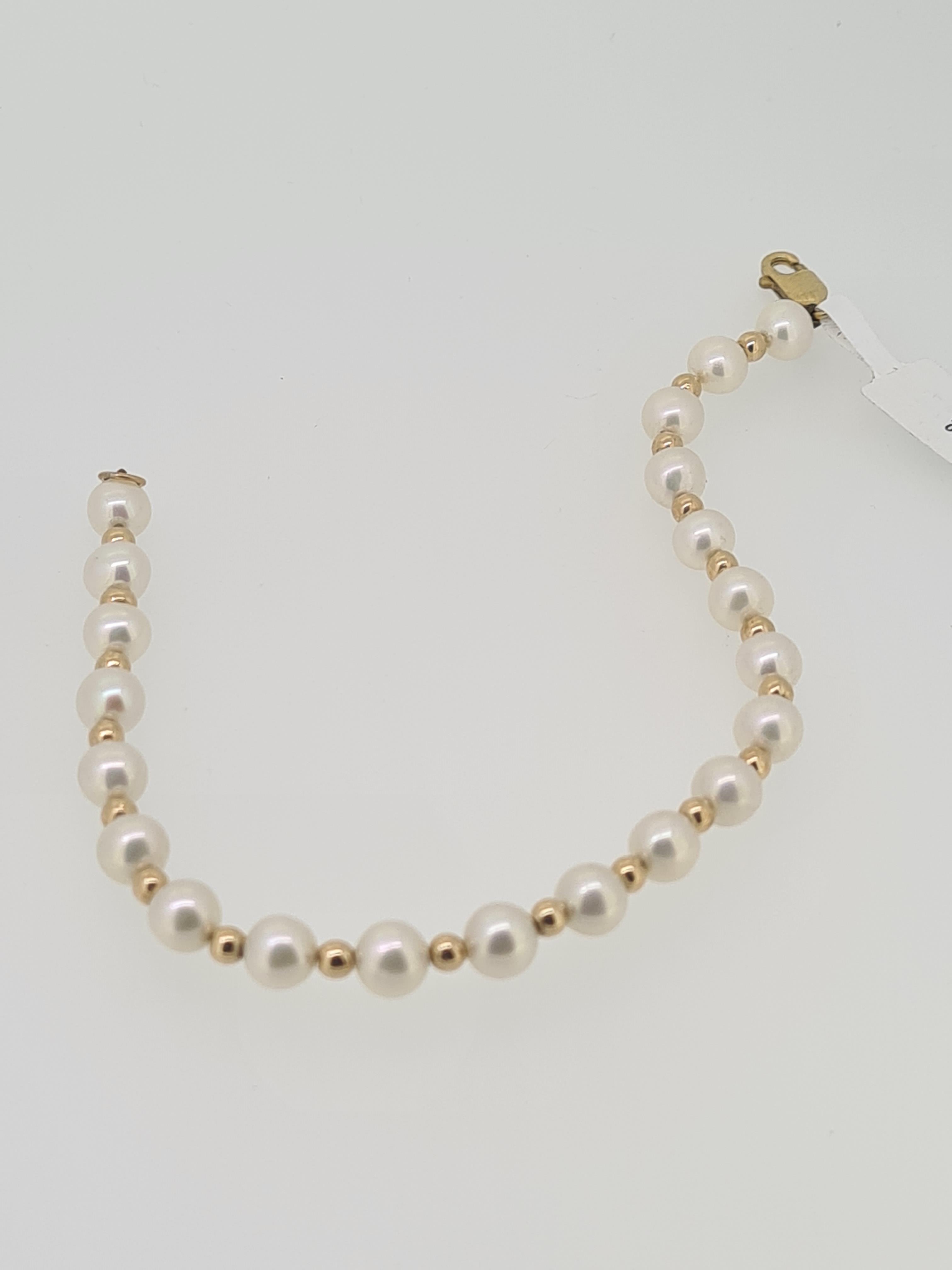 9ct yellow gold cultured pearl bracelet - Image 3 of 3
