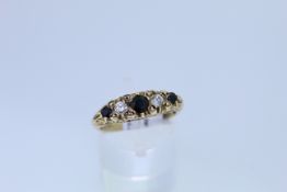 9ct Yellow Gold Sapphire And Diamond Ring