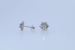 18ct White Gold Diamond Cluster Earrings