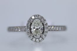 Platinum Oval Cut Halo Diamond Ring