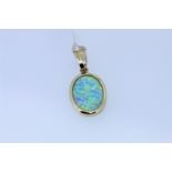 9k Yellow Gold Synthetic Opal Pendant