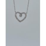 18ct white gold diamond set heart pendant with fitted chain