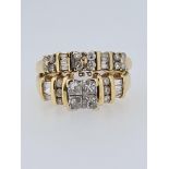 Stamped 14ct yellow gold duo diamond rings
