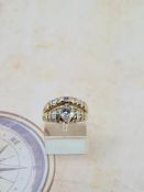 18ct yellow gold diamond duo ring set