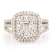 HRD Antwerp Certified 14K White Gold Diamond Ring (Total 0.91 Ct. Stone) 14K White Gold Ring