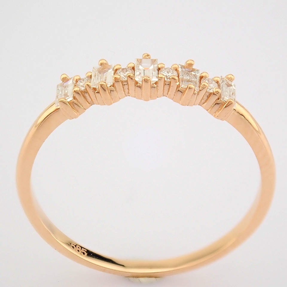 HRD Antwerp Certified 14K Rose/Pink Gold Baguette Diamond & Diamond Ring (Total 0.18 Ct. Ston... 14K - Image 7 of 9