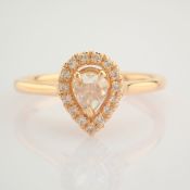 HRD Antwerp Certified 14K Rose/Pink Gold Rose Cut Diamond & Diamond Ring (Total 0.36 Ct. Ston... 14K